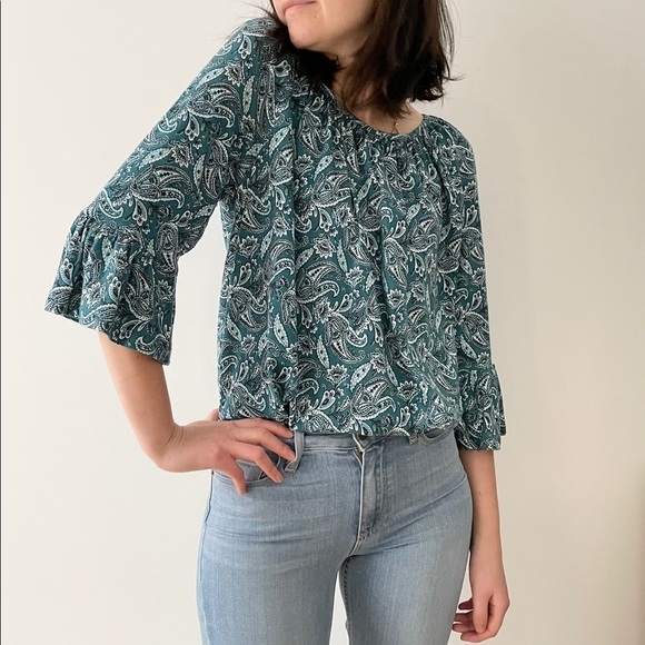 NWOT MICHAEL KORS  GREEN BLOUSE - M - Picture 1 of 13